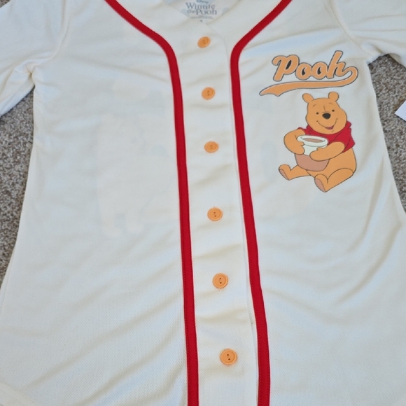 Disney Winnie The Pooh Baseball Jersey Cream and Red Shirt - Picture 4 of 6